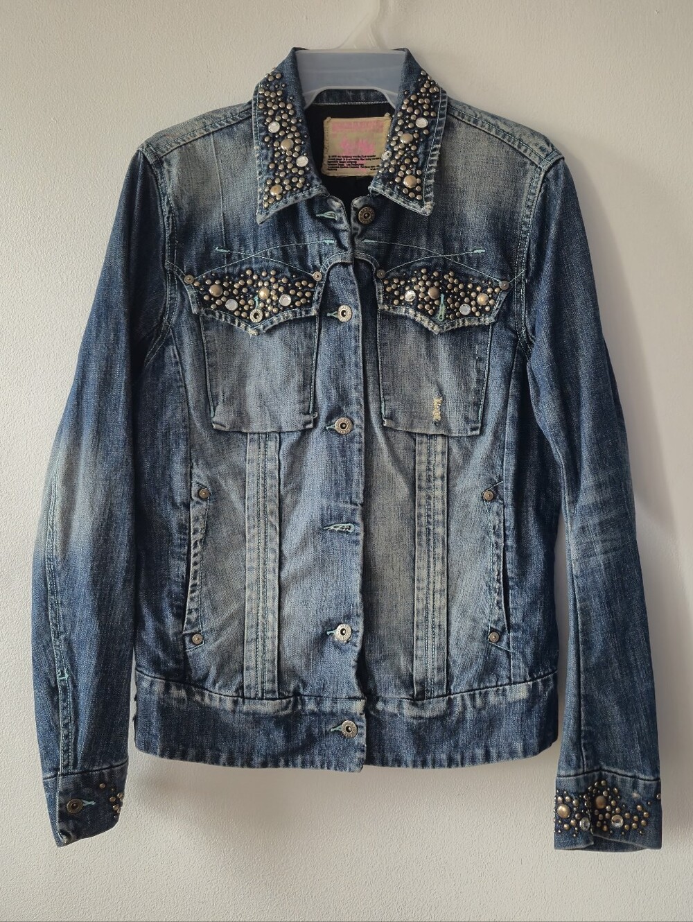 ​Y2K Parasuco Studded Rhinestone Denim Jacket L